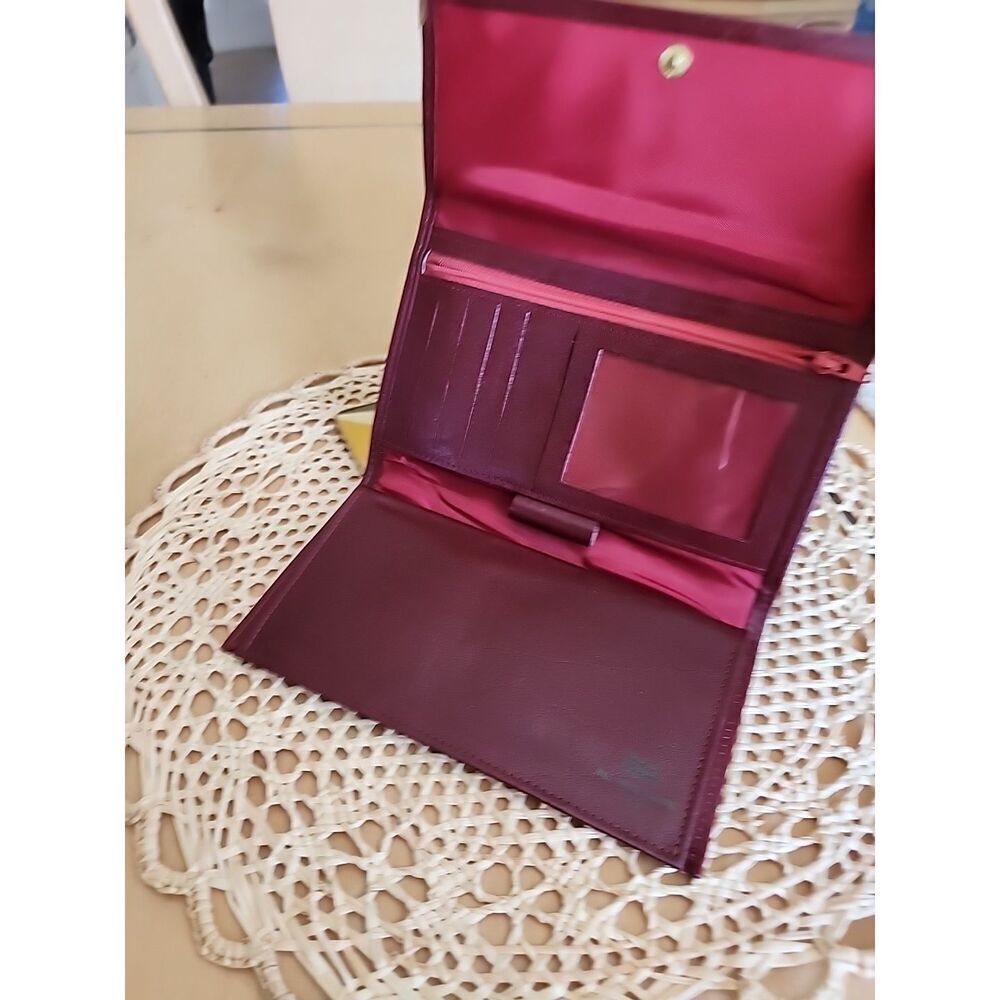 Vintage Prince Gardner Cowhide Kiss lock Maroon Wallet Checkbook - Picture 7 of 7